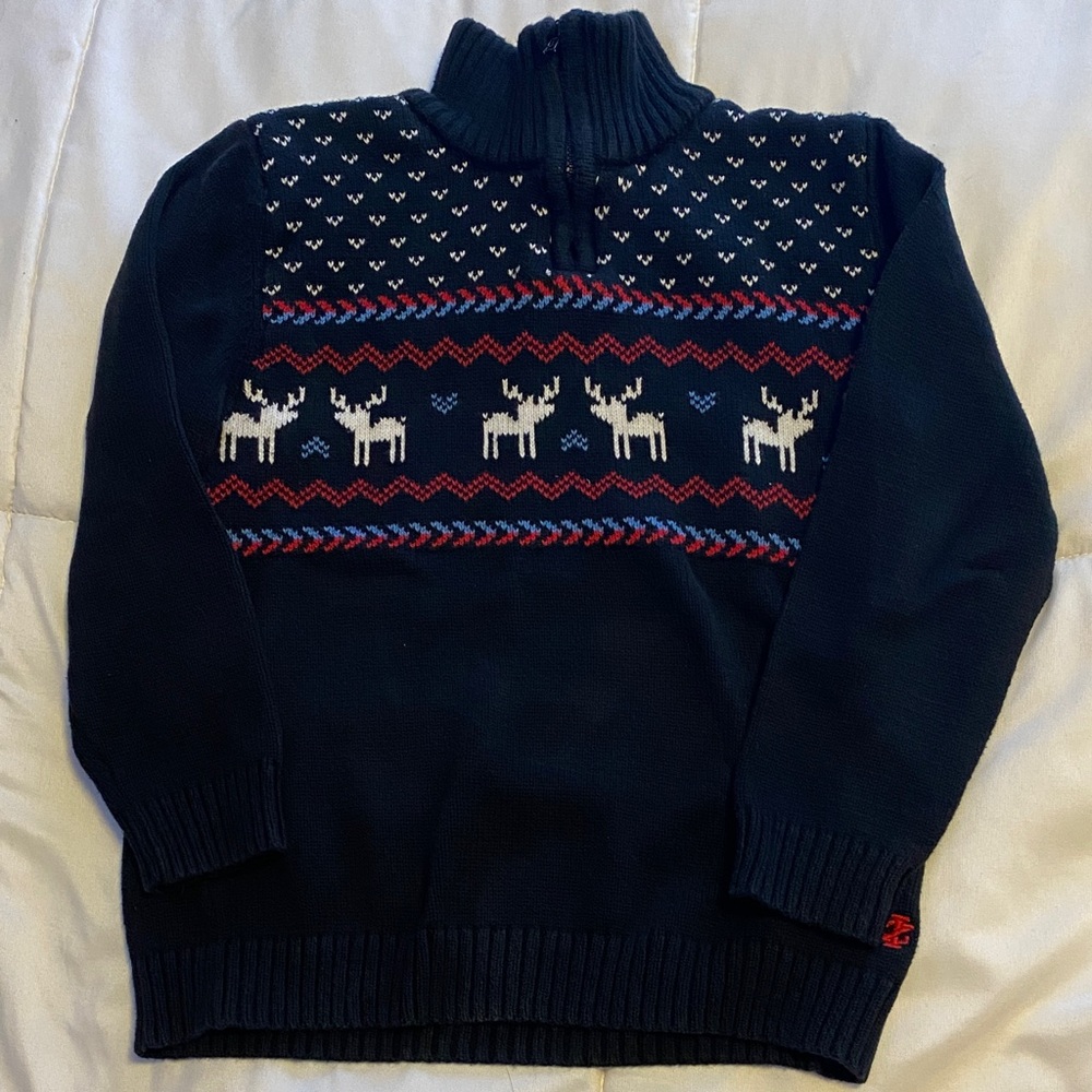 Izod Kids black Sweater with Reindeer Design